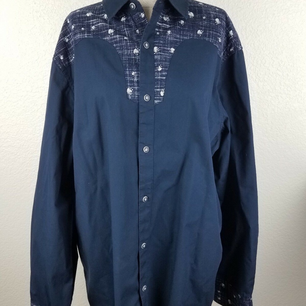 Rock Roll n Soul Men's XL Blue with Skulls and Mat
